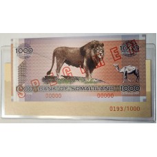SOMALILAND 2006 . ONE THOUSAND 1,000 SHILLINGS BANKNOTE . SPECIMEN